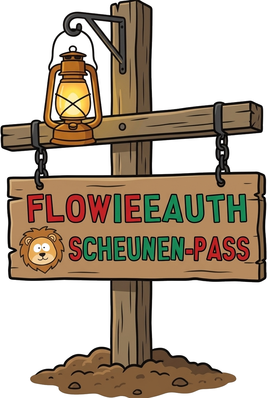 Scheunen-Pass FlowieeAuth Holzschild